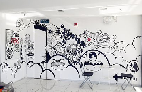 承留手绘墙并非传统涂鸦。